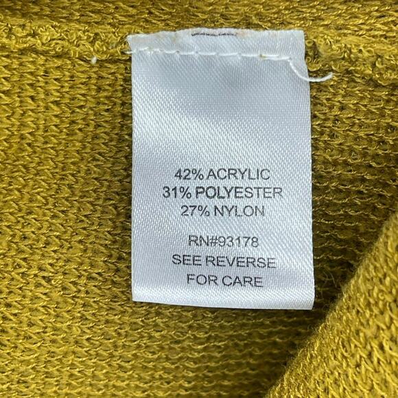 Chelsea & Theodore Ribbed Mock Neck Sweater Womens Large Green Gold Boho Earthy - Picture 7 of 8